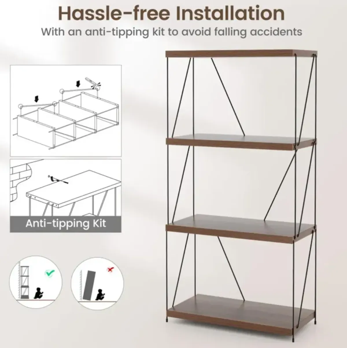 Hivvago 2/3/4/5-Tier Multipurpose Display Rack with Metal Frame