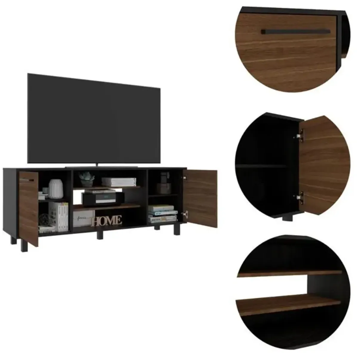 Homezia Sleek and Stylish Carbon Espresso Television Stand