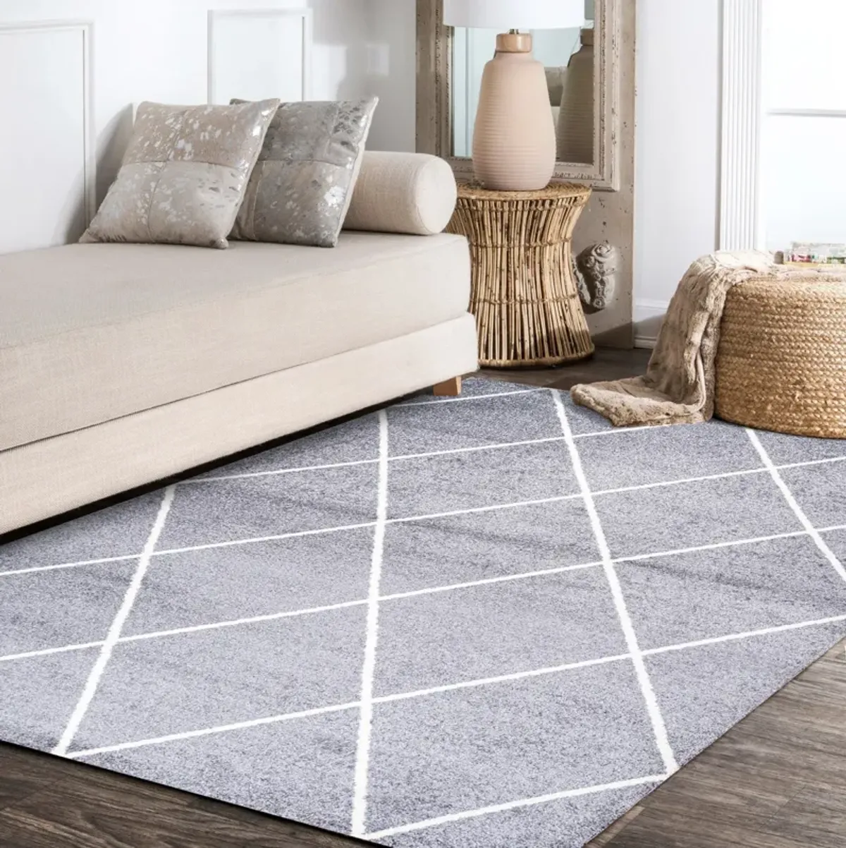 Cole Minimalist Diamond Trellis Area Rug