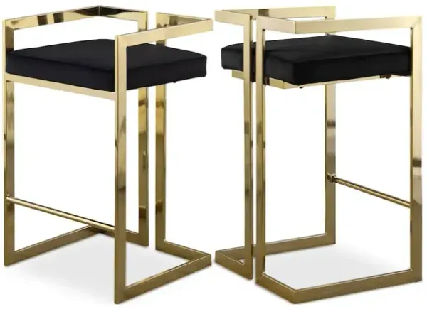 Meridian Furniture Ezra Black Velvet Stool, Set of 2