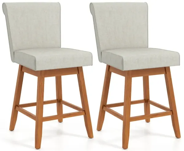 Counter Height Bar Stools Set of 2 with Solid Rubber Wood Legs
