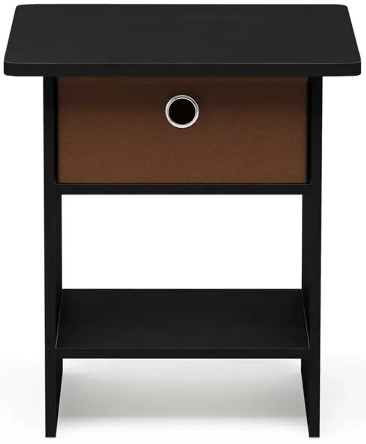 End Table/ Night Stand Storage Shelf with Bin Drawer, Americano/Medium Brown