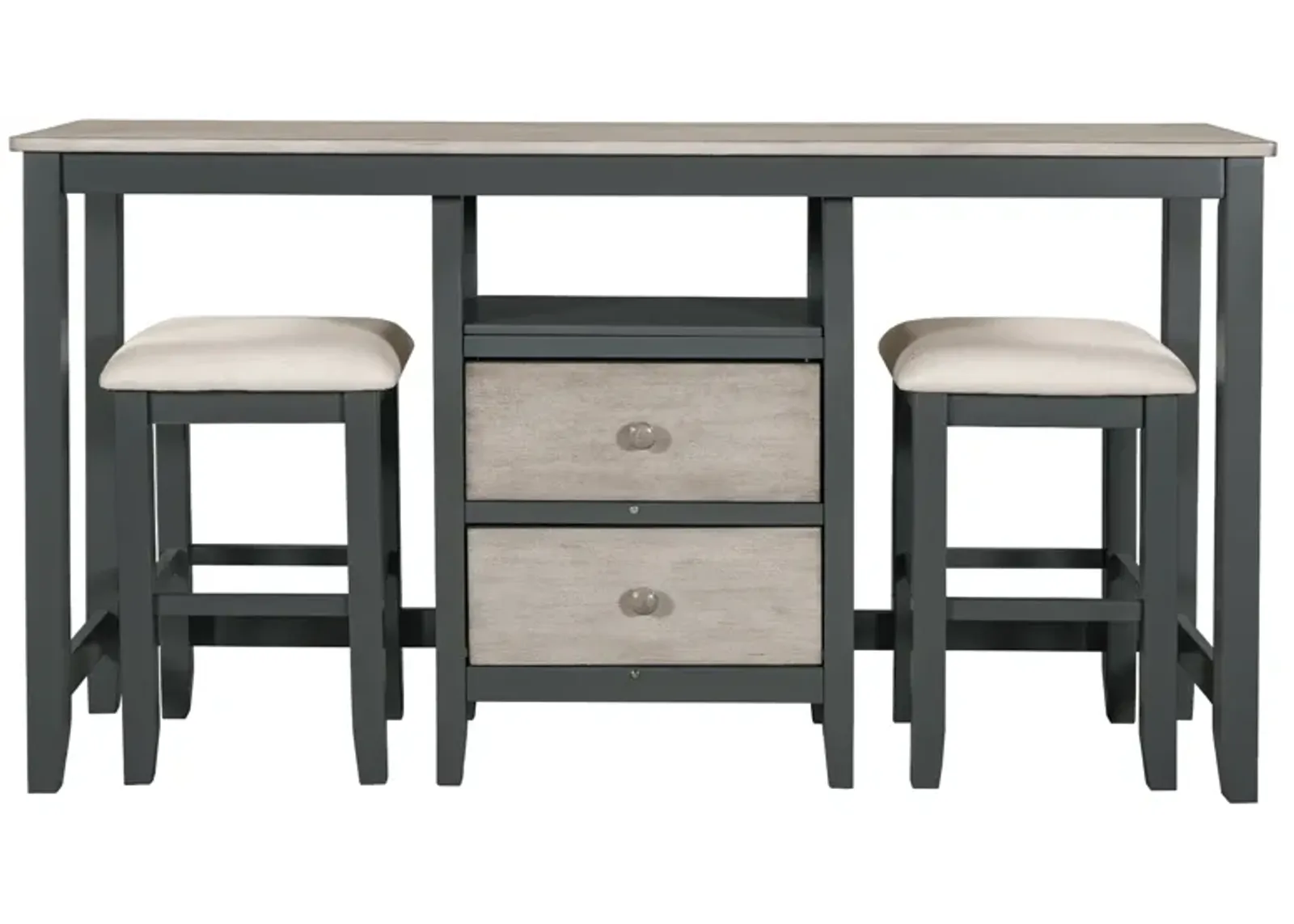 Merax Counter Height Wood Dining Table Set with Cabinet