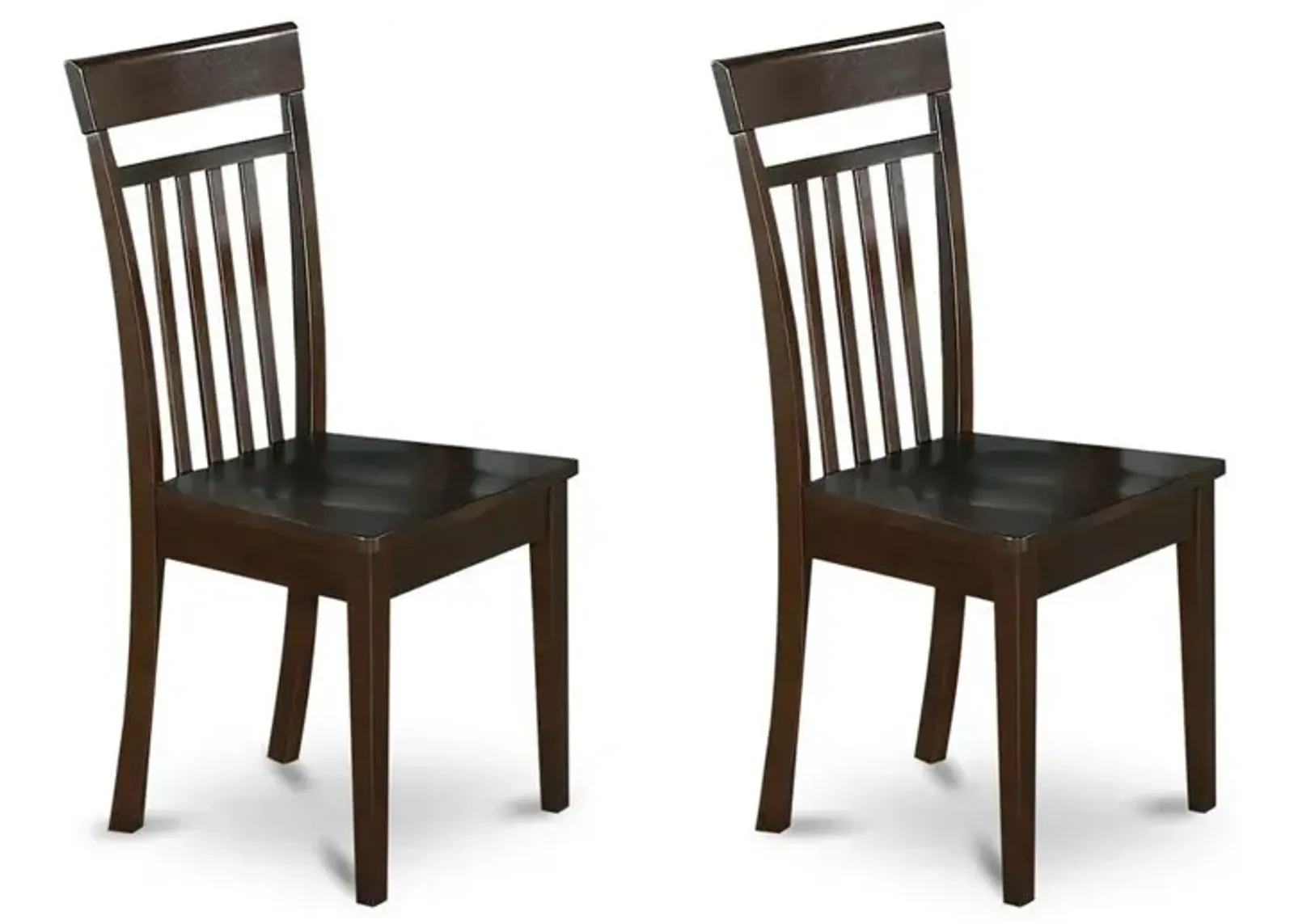 East West Furniture Capri  slat  back    kitche  dining  Chair  with  wood  Seat,  Set  of  2