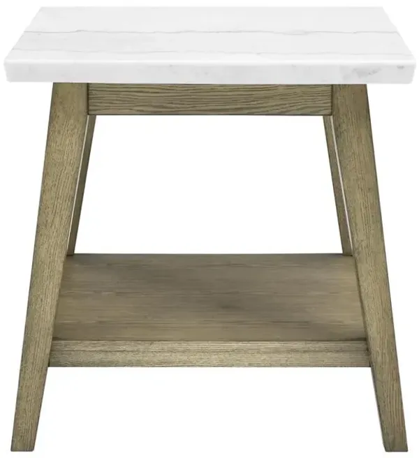 Vida White Marble Top Square End Table
