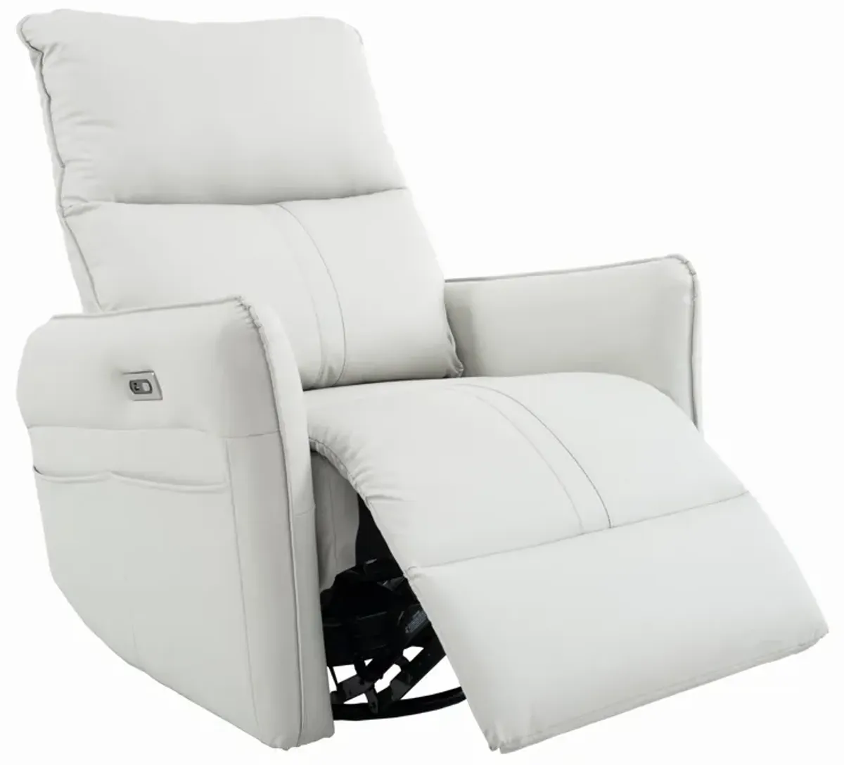 Mondawe 270° Power Swivel Rocker Recliner Chair, PU Leather Electric Glider with USB Ports