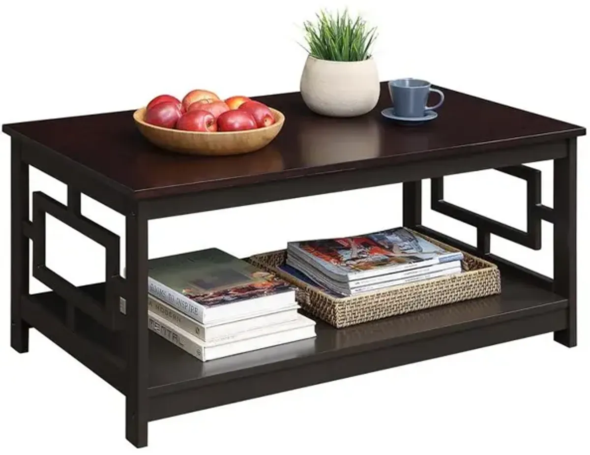 Convenience Concepts Town Square Coffee Table with Shelf, Espresso