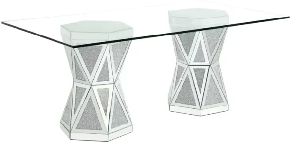 Noralie DINING TABLE Mirrored & Faux Diamonds DN
