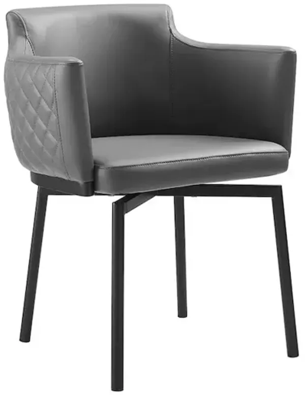 Casabianca Home Suzzie 180 Swivel Arm Dining Chair In Gray Pu-Leather With Black Legs