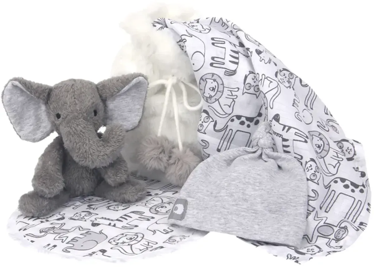 5 Piece Gray/White Luxury Soft Baby Gift Bag for Infant/Newborn