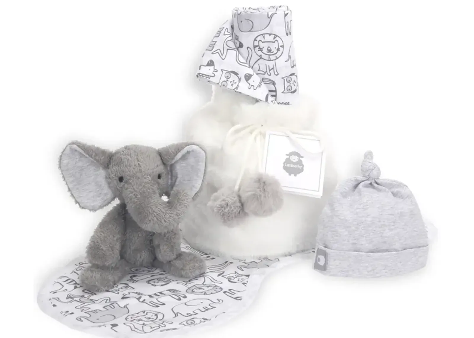 5 Piece Gray/White Luxury Soft Baby Gift Bag for Infant/Newborn