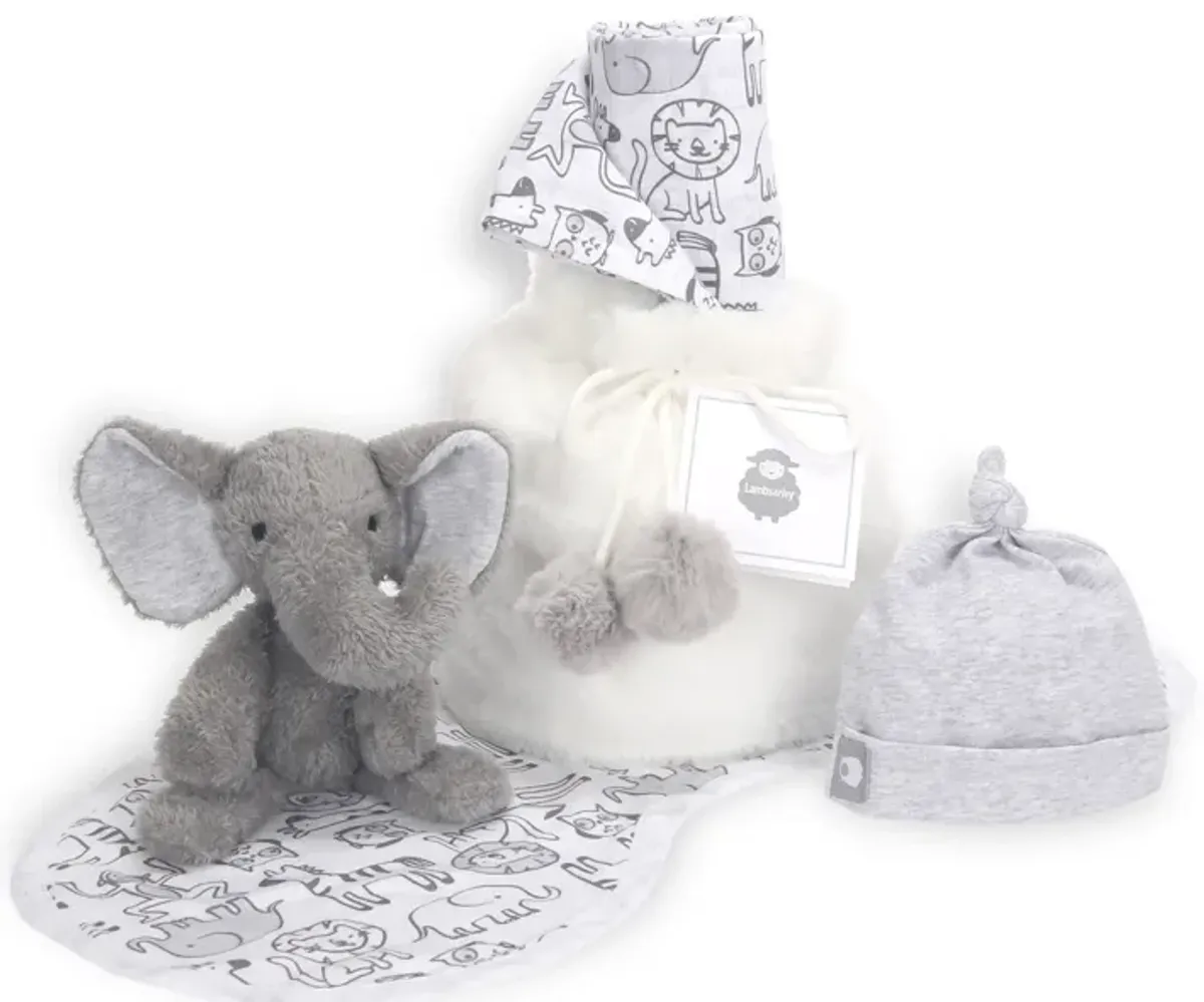 5 Piece Gray/White Luxury Soft Baby Gift Bag for Infant/Newborn