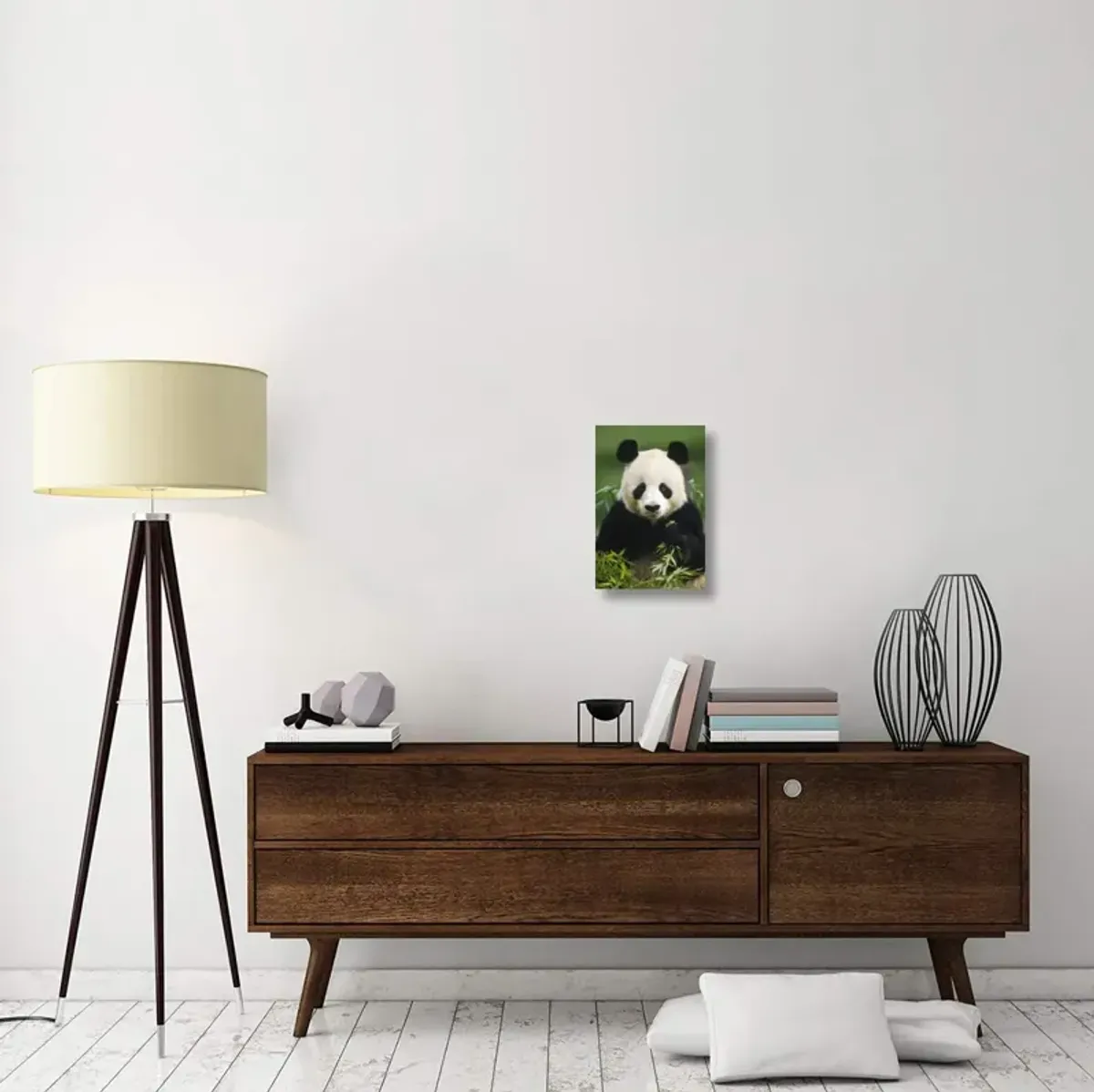 Giant Panda eating bamboo, China-Canvas Art-12x18