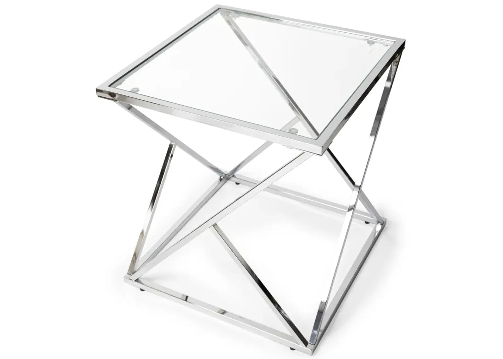 Danya B. Square End Table with Clear Glass Top and Polished Chrome Base