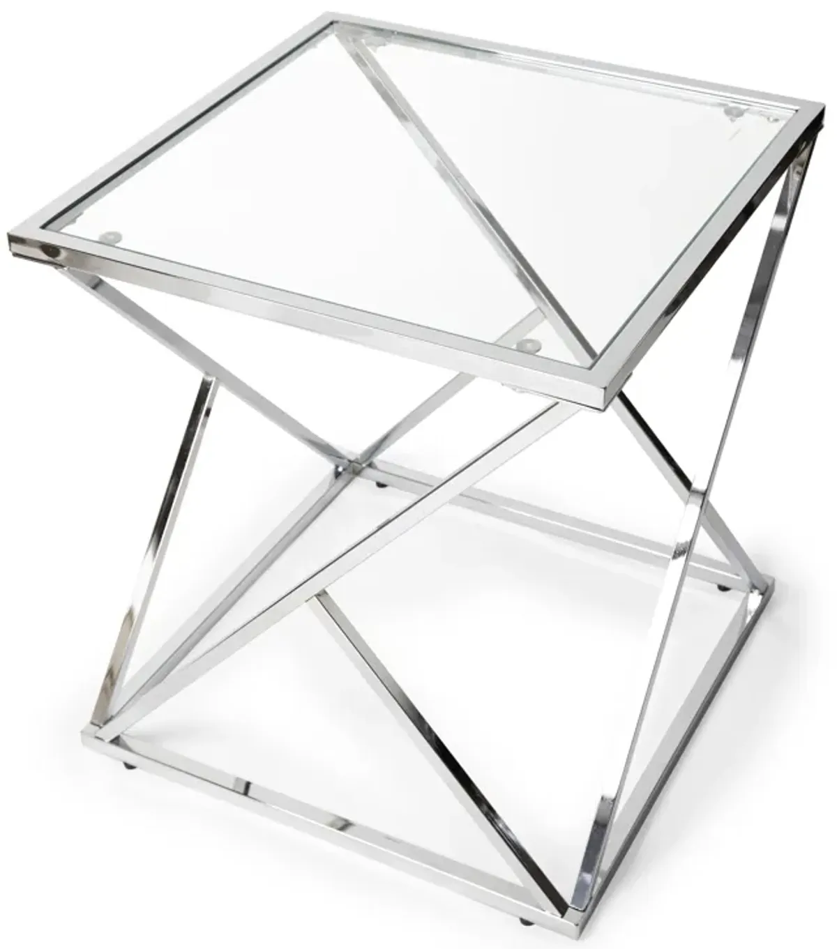 Danya B. Square End Table with Clear Glass Top and Polished Chrome Base