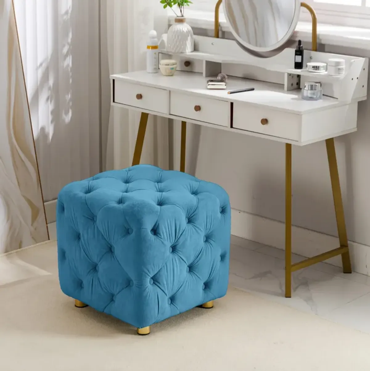 Velvet Ottoman, End Table, Footstool, Chair: Multi-functional Furniture for Home