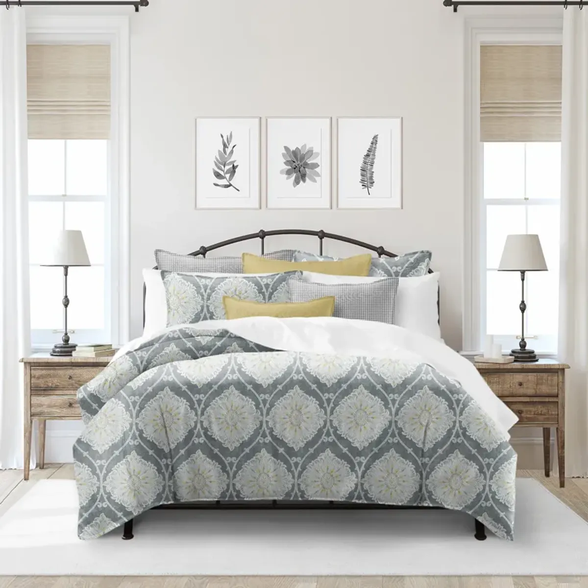 6ix Tailors Fine Linens Bellamy Gray Duvet Cover Set