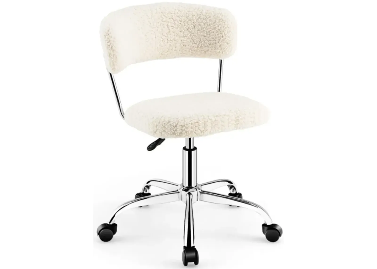 Hivvago Computer Desk Chair Adjustable Sherpa Office Chair Swivel Vanity Chair