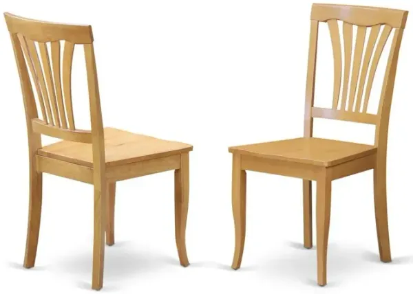 Avon Dining Room Chair Wood Seat - Oak Finish, Set of 2