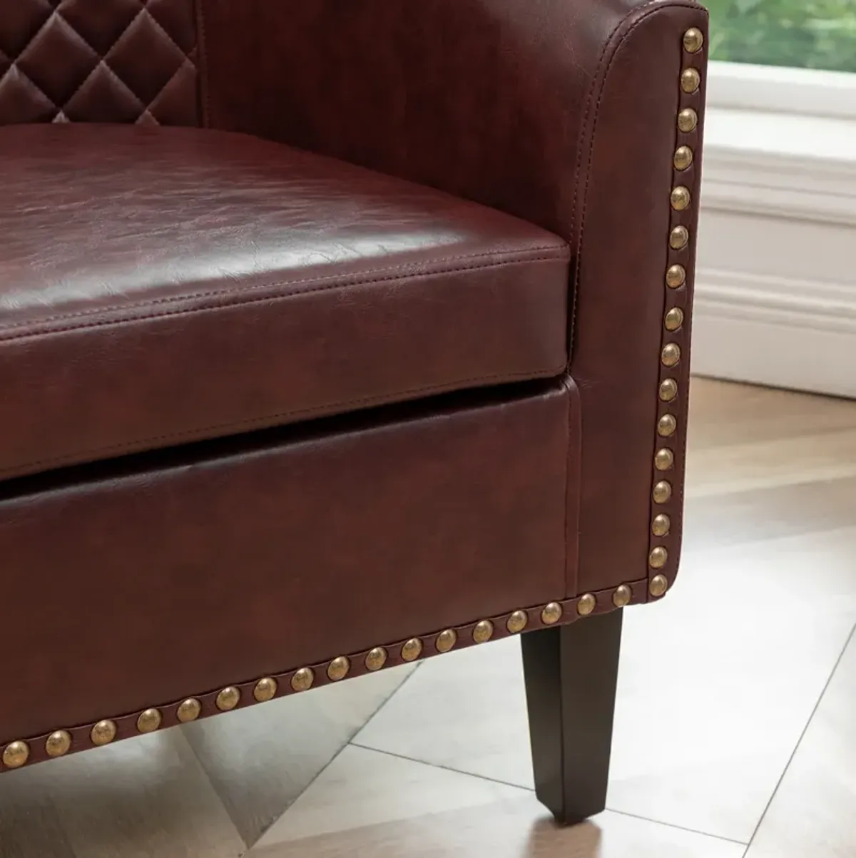 Logan Faux Leather Tufted Club Chair