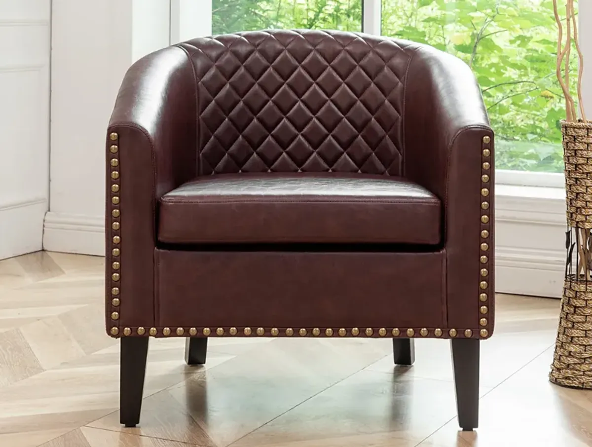 Logan Faux Leather Tufted Club Chair