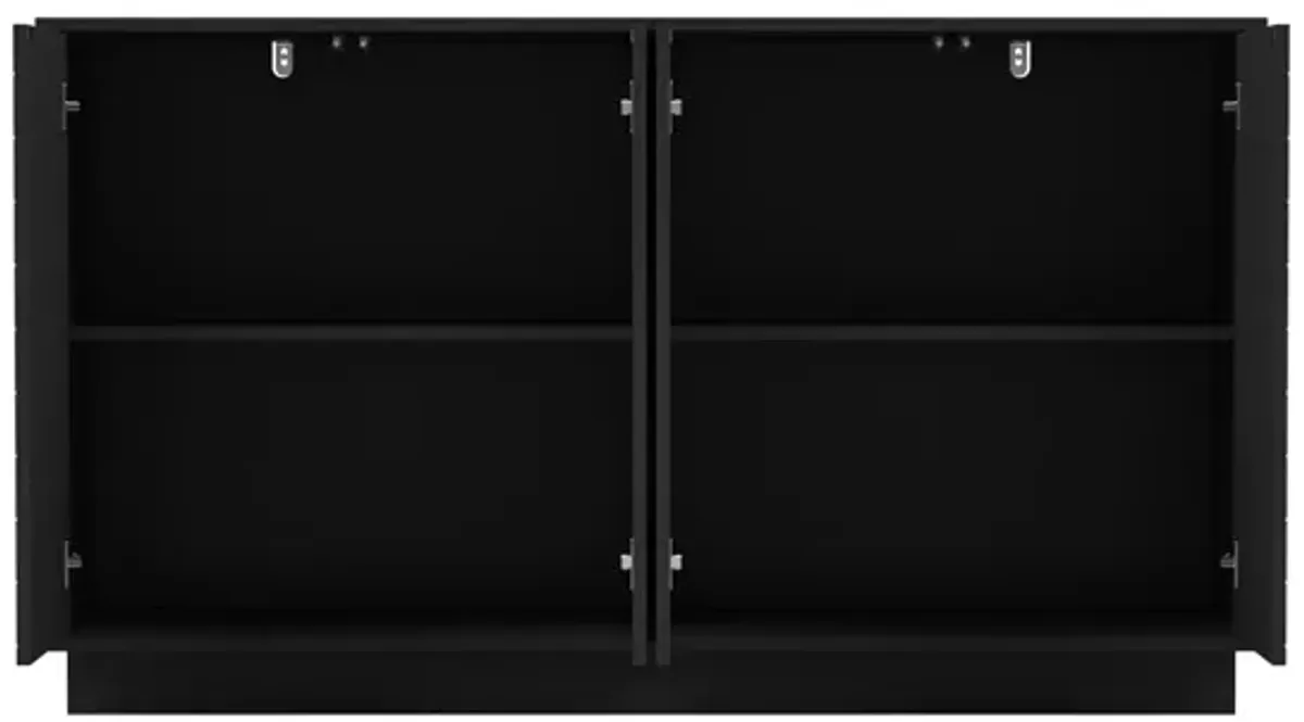 FUFU&GAGA Modern Black Sideboard Cabinet with 4 Doors, Adjustable Shelves, Engineered Wood (55.1" W x 15.7" D x 31.5" H), Black