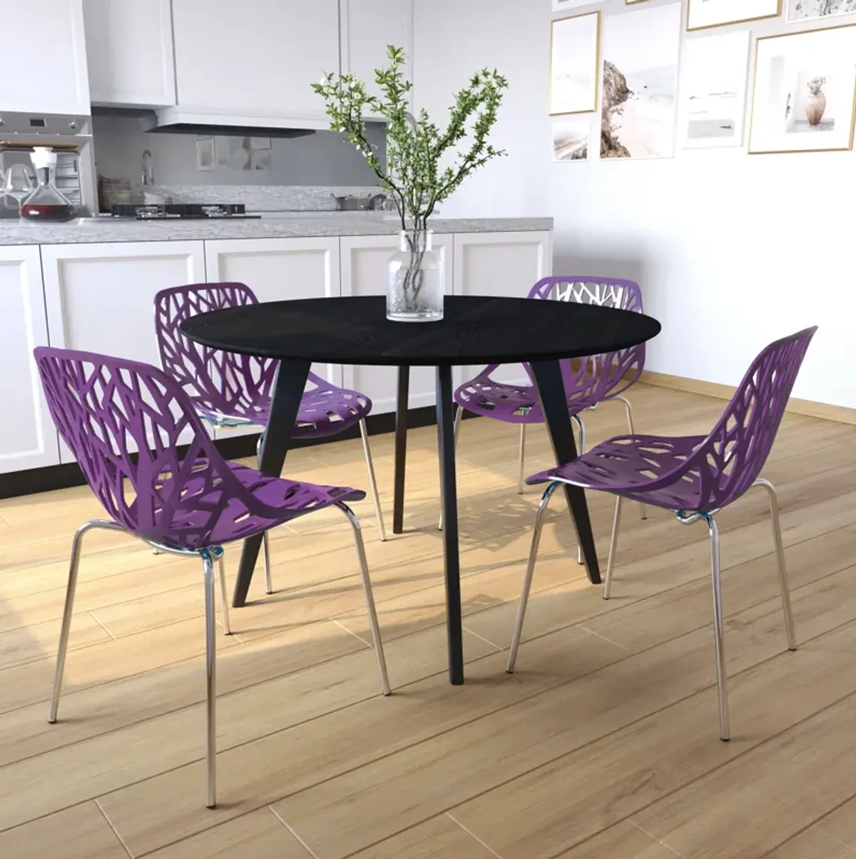 LeisureMod Modern Asbury Dining Chair w/ Chromed Legs