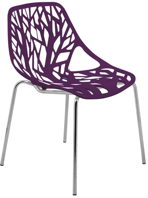 LeisureMod Asbury Dining Stackable Chair in Polypropylene Seat and Chrome Legs