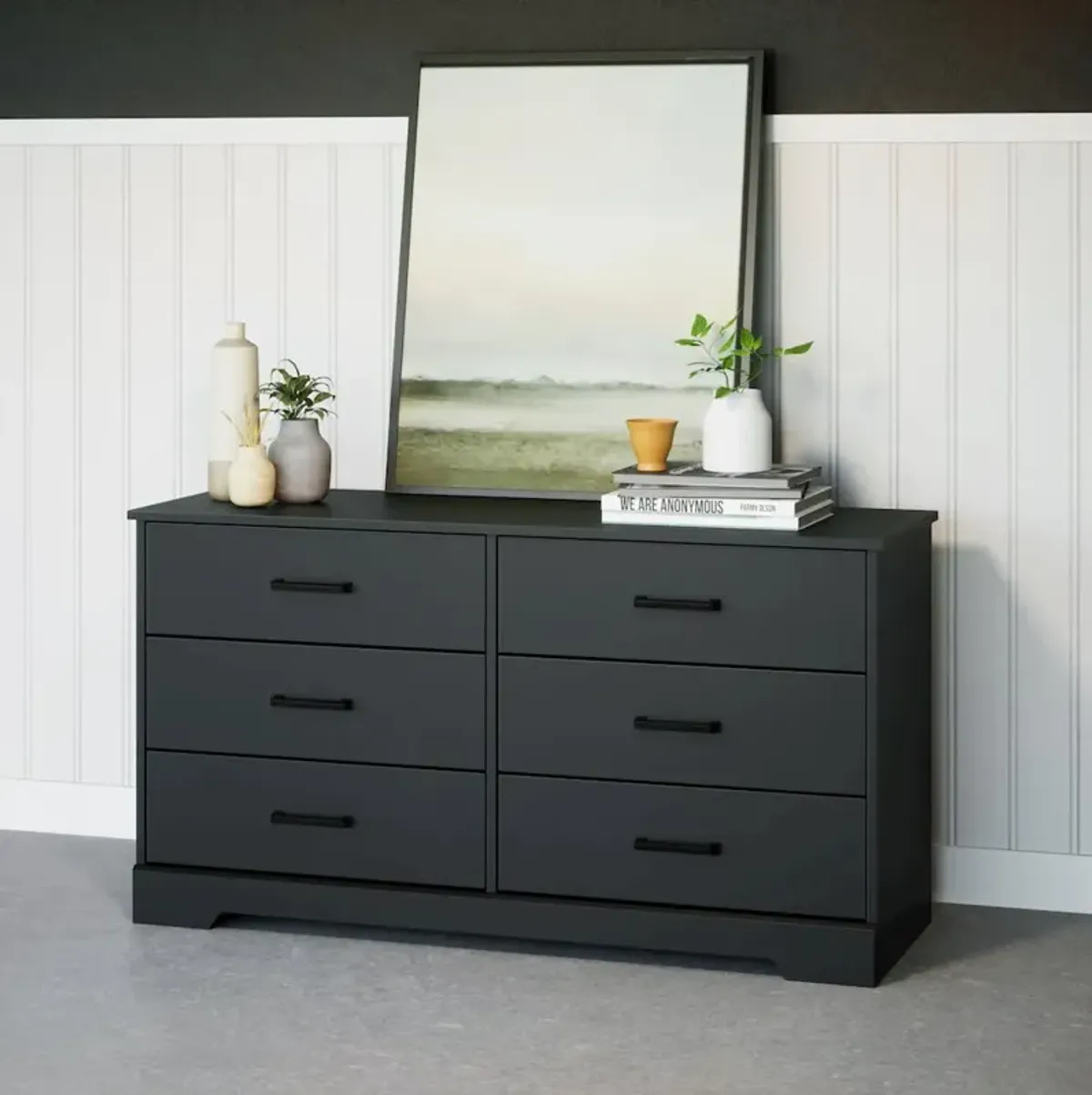 Prepac Dresser, Black Dresser for Bedroom, Chest of Drawers with 6 Drawers