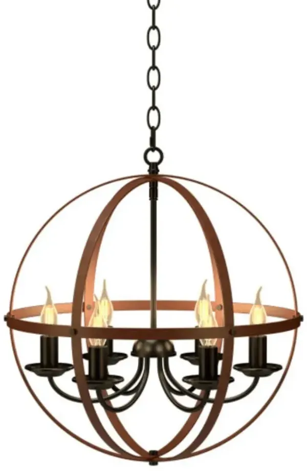 6-Light Orb Chandelier Rustic Vintage Ceiling Lamp