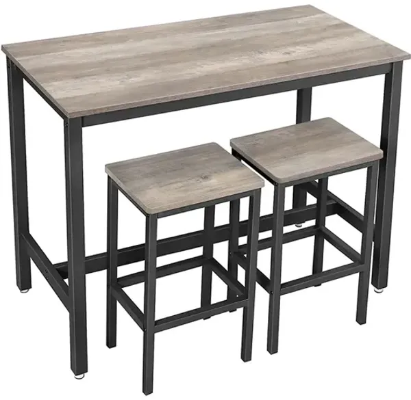 Bar Table Set with 2 Bar Stools - Breakfast Bar Table and Stool Set