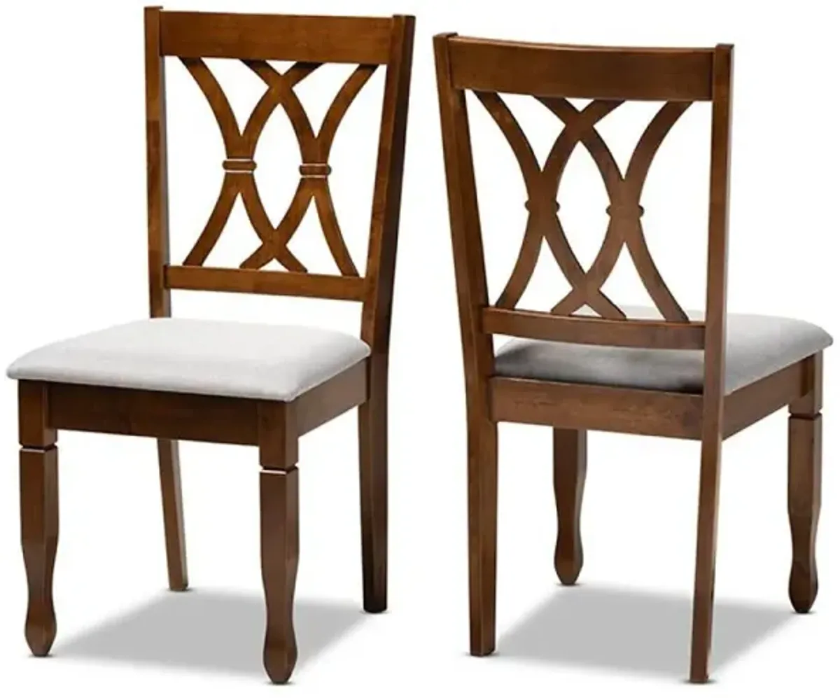 Walnut Brown Finished Wood 2-Piece Dining Chair Set Set