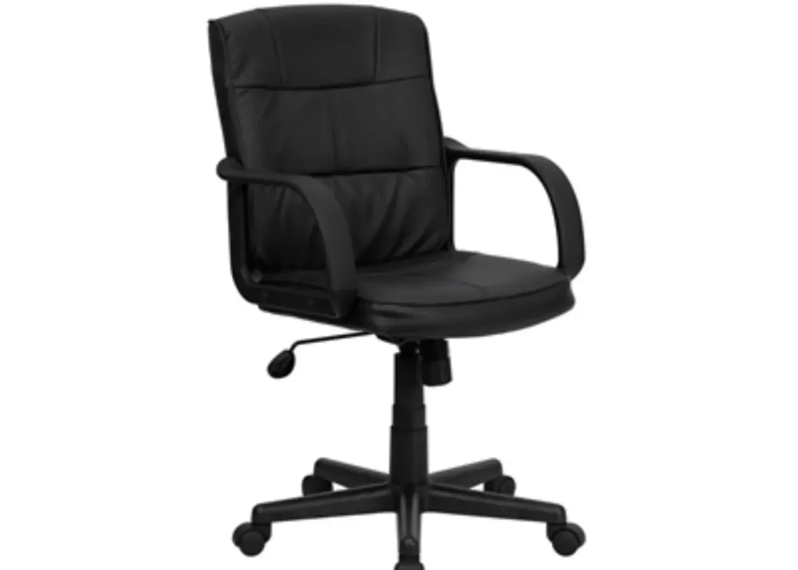 Hivvago Black Mid-Back Polyurethane & Leather Office Chair with Nylon Arms