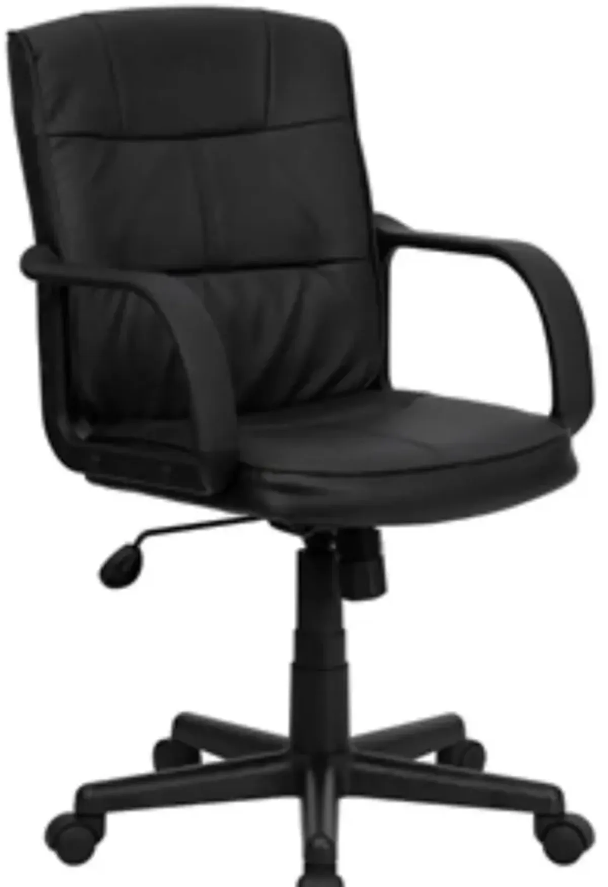 Hivvago Black Mid-Back Polyurethane & Leather Office Chair with Nylon Arms