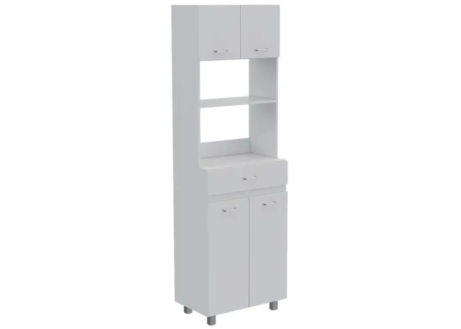 Pembrooke 2-Shelf 1-Drawer Microwave Pantry Cabinet White