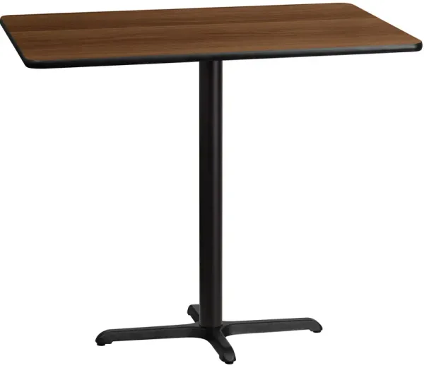 Flash Furniture Stiles 30'' x 48'' Rectangular Walnut Laminate Table Top with 23.5'' x 29.5'' Bar Height Table Base