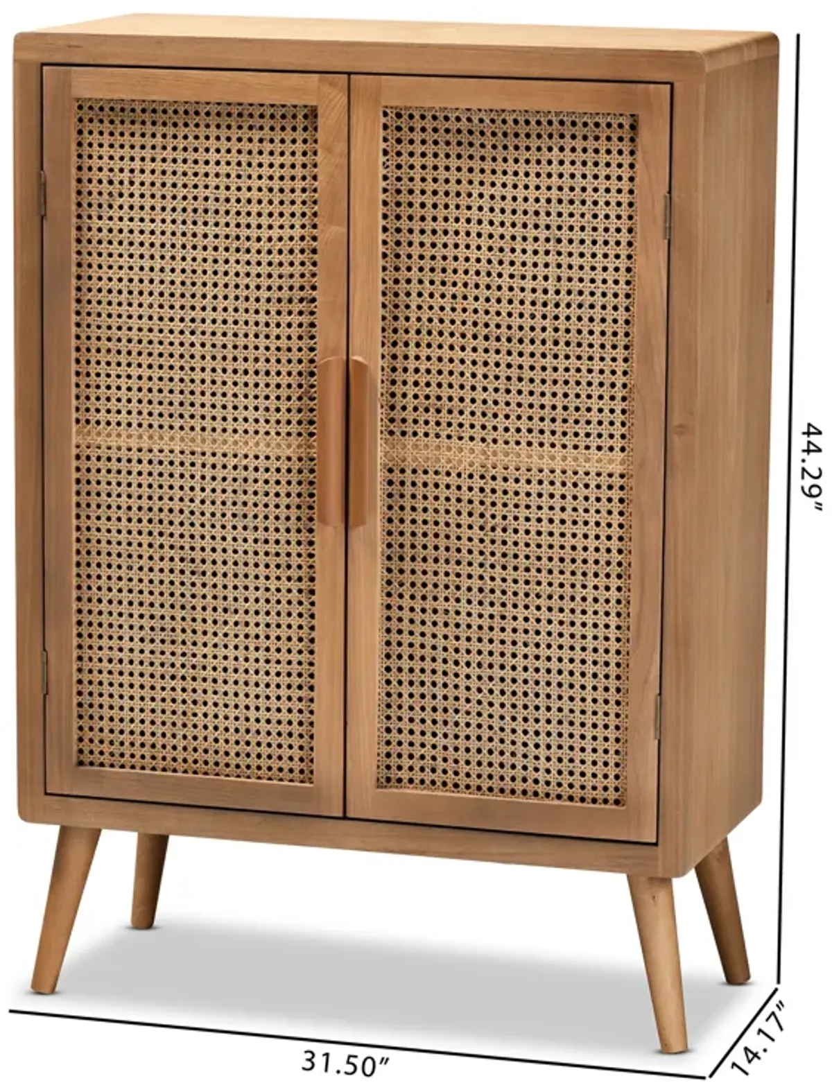 Baxton Studio Alina Mid Century Medium Oak Finished Wood 2 Door Accent Storage Cabinet