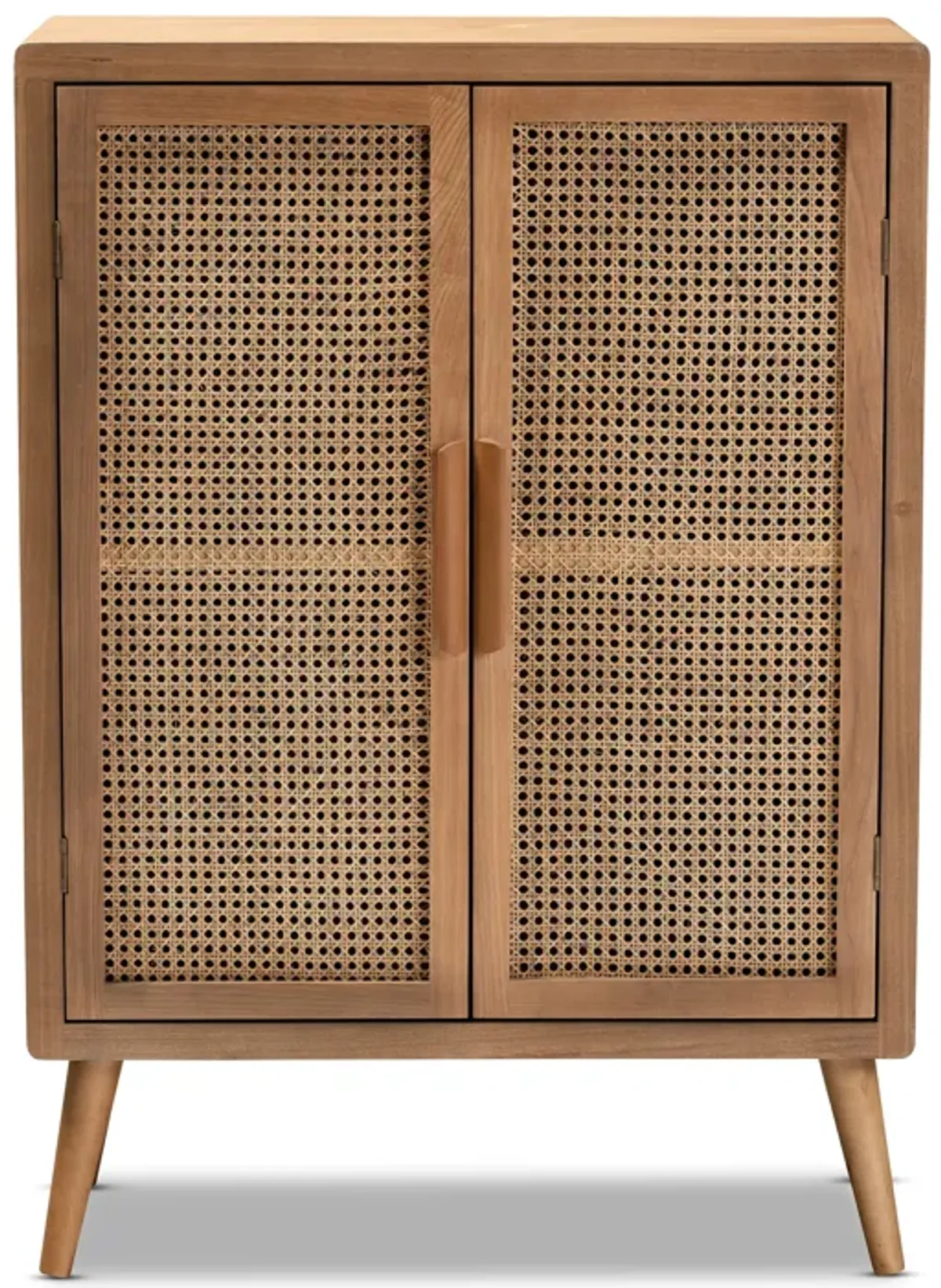 Baxton Studio Alina Mid Century Medium Oak Finished Wood 2 Door Accent Storage Cabinet