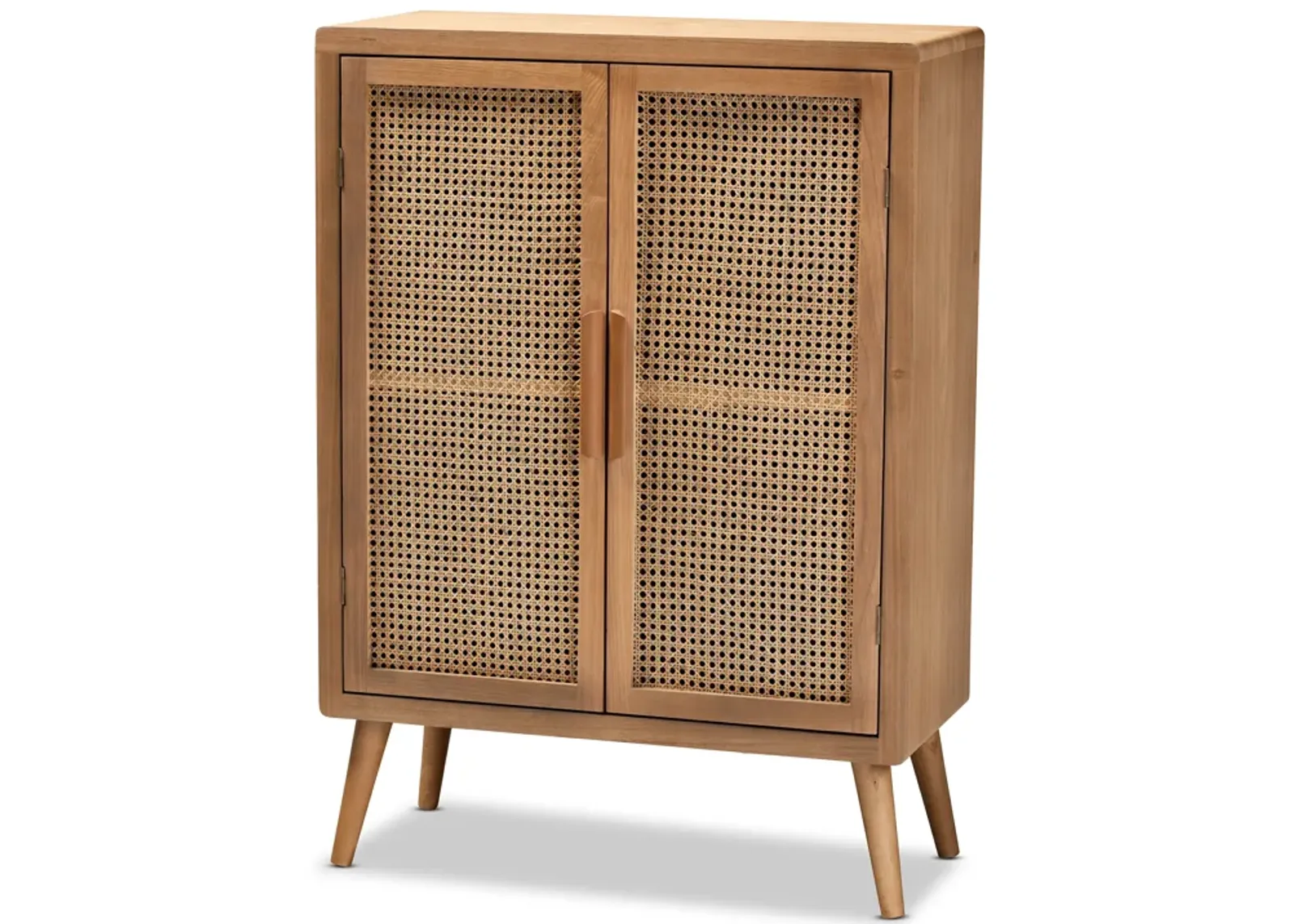 Baxton Studio Alina Mid Century Medium Oak Finished Wood 2 Door Accent Storage Cabinet