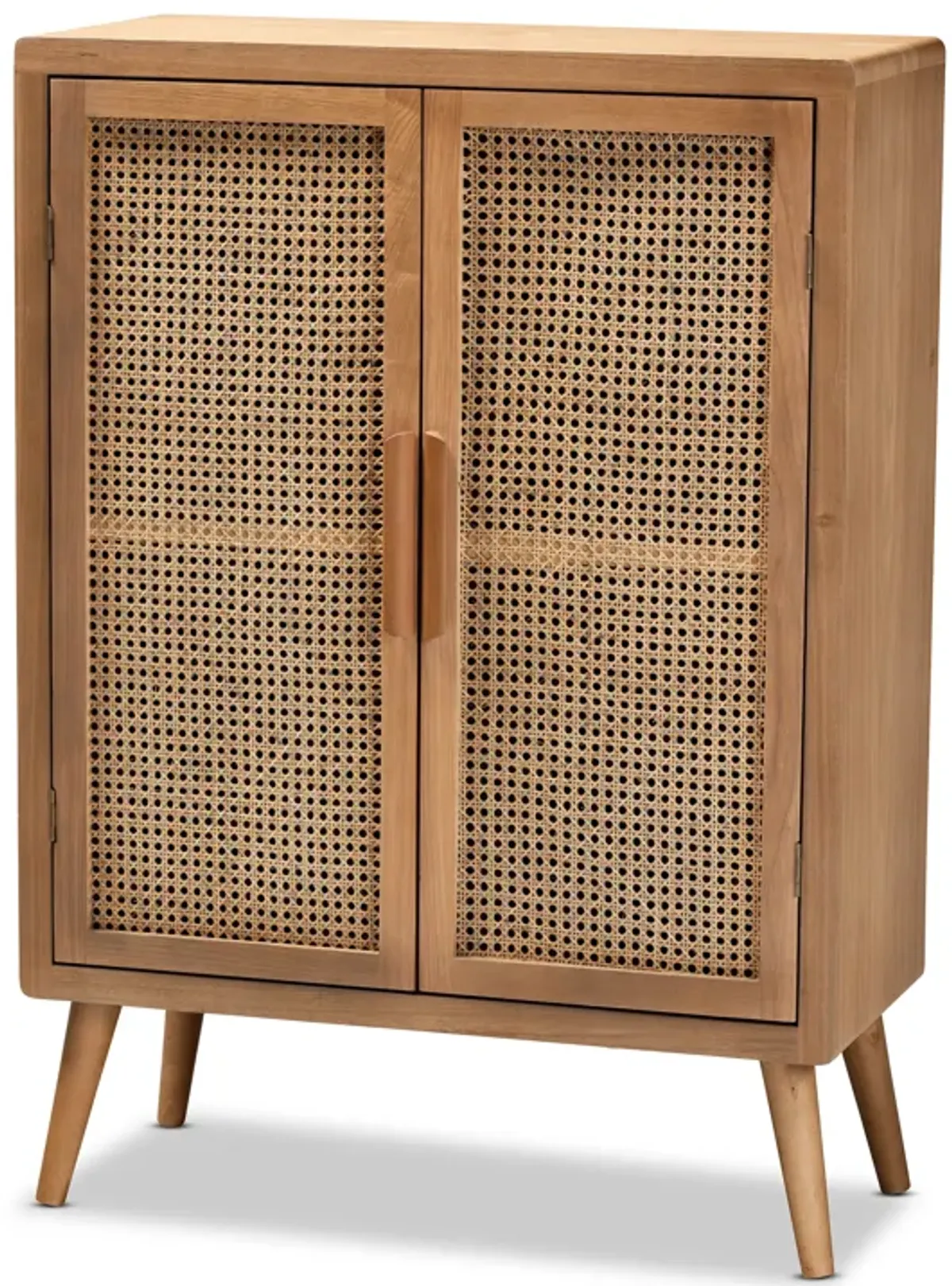 Baxton Studio Alina Mid Century Medium Oak Finished Wood 2 Door Accent Storage Cabinet