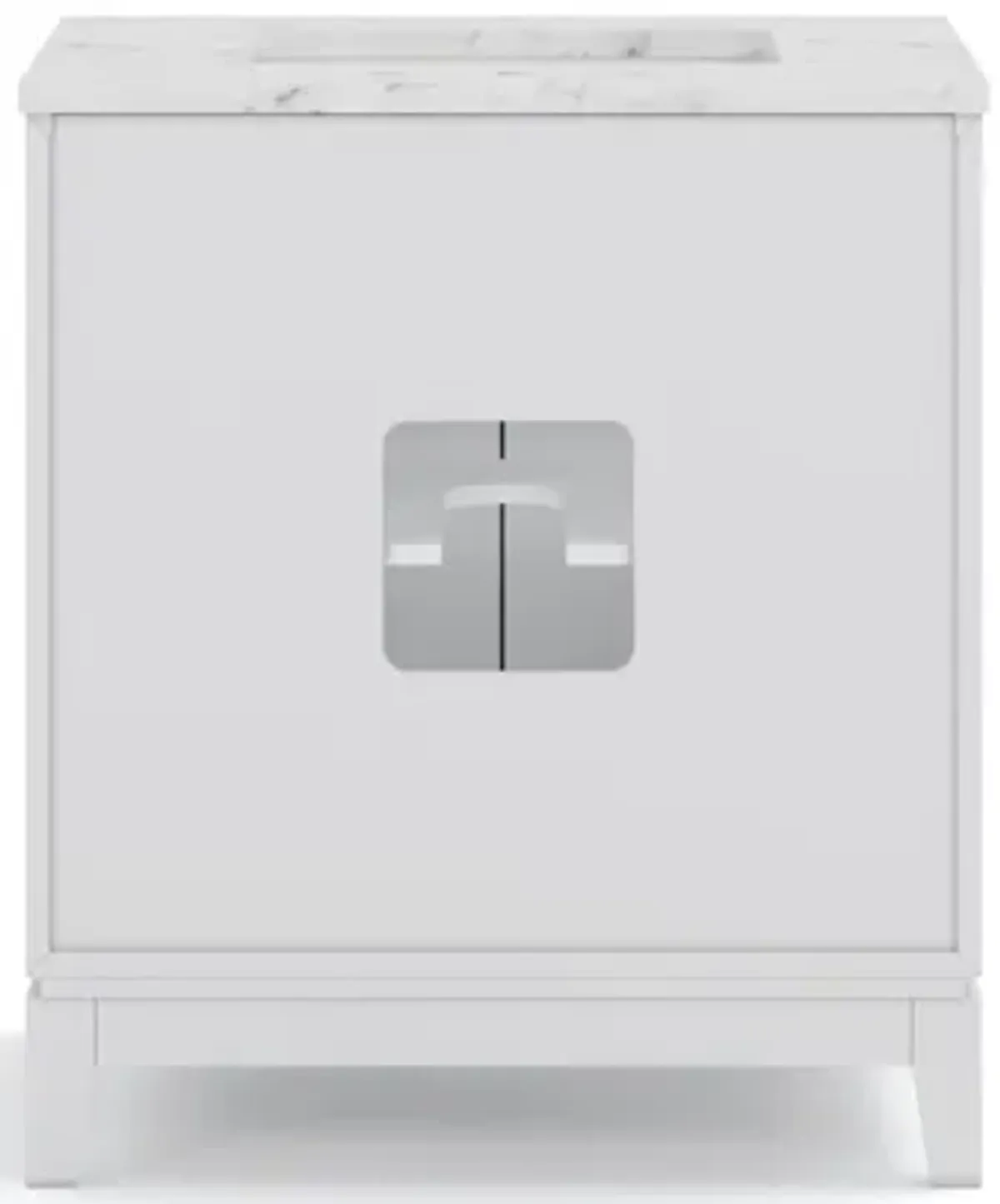 Elizabeth 30 In. Single Sink Carrara White Marble Countertop Bath Vanity In Pure White with Brushed Silver Hardware