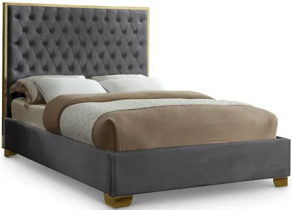 Meridian Furniture Lana Grey Velvet Queen Bed