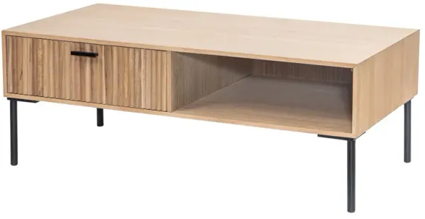 Coffee table in Metal and Wood with 1 Drawer