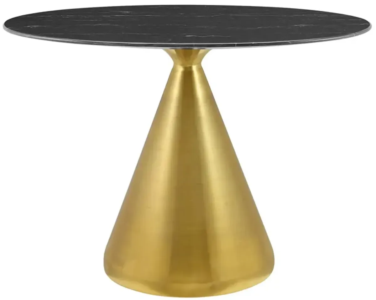 Modway - Tupelo 42" Oval Artificial Marble Dining Table Gold Black