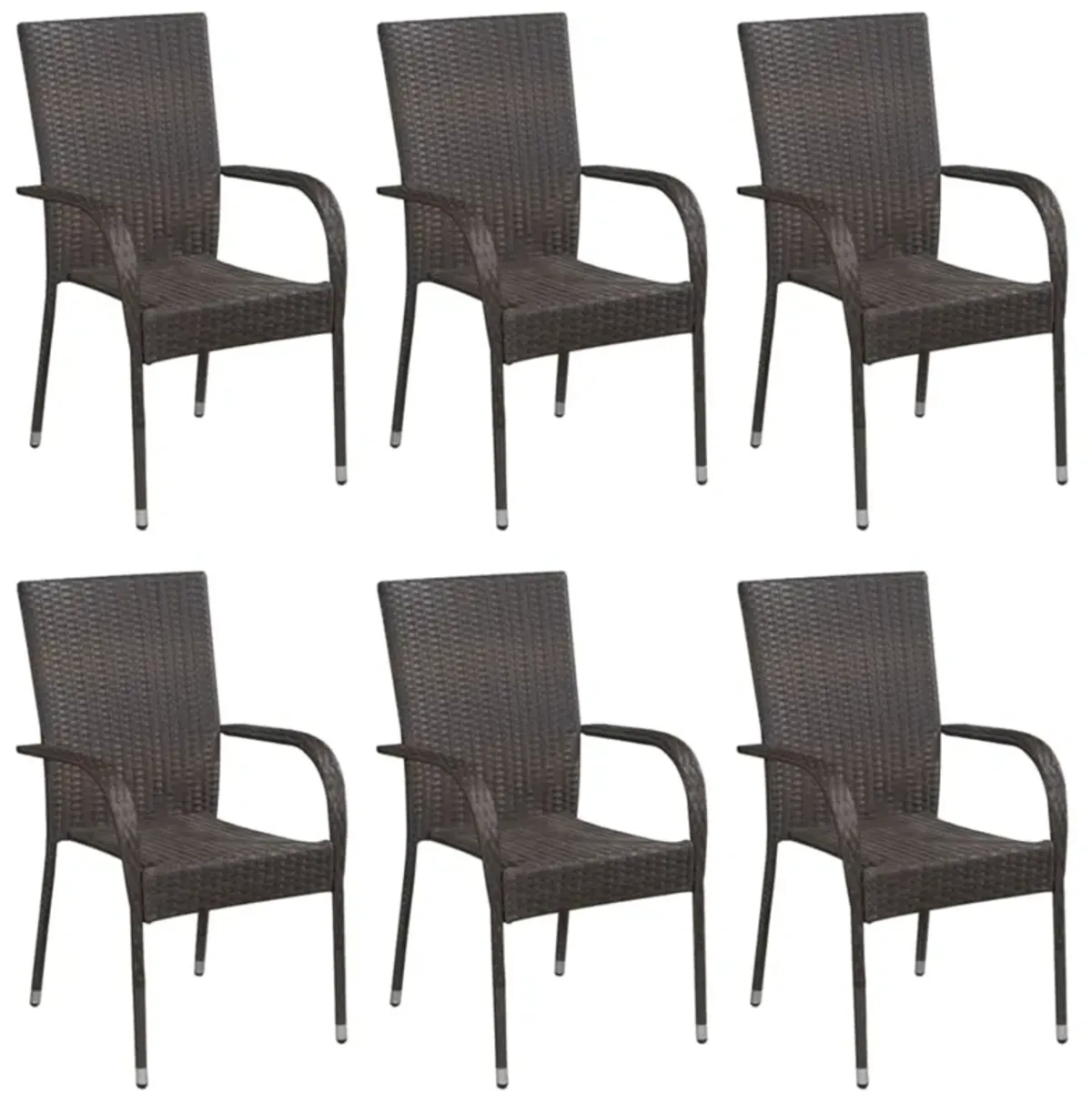 vidaXL 7 Piece Garden Dining Set Poly Rattan Brown