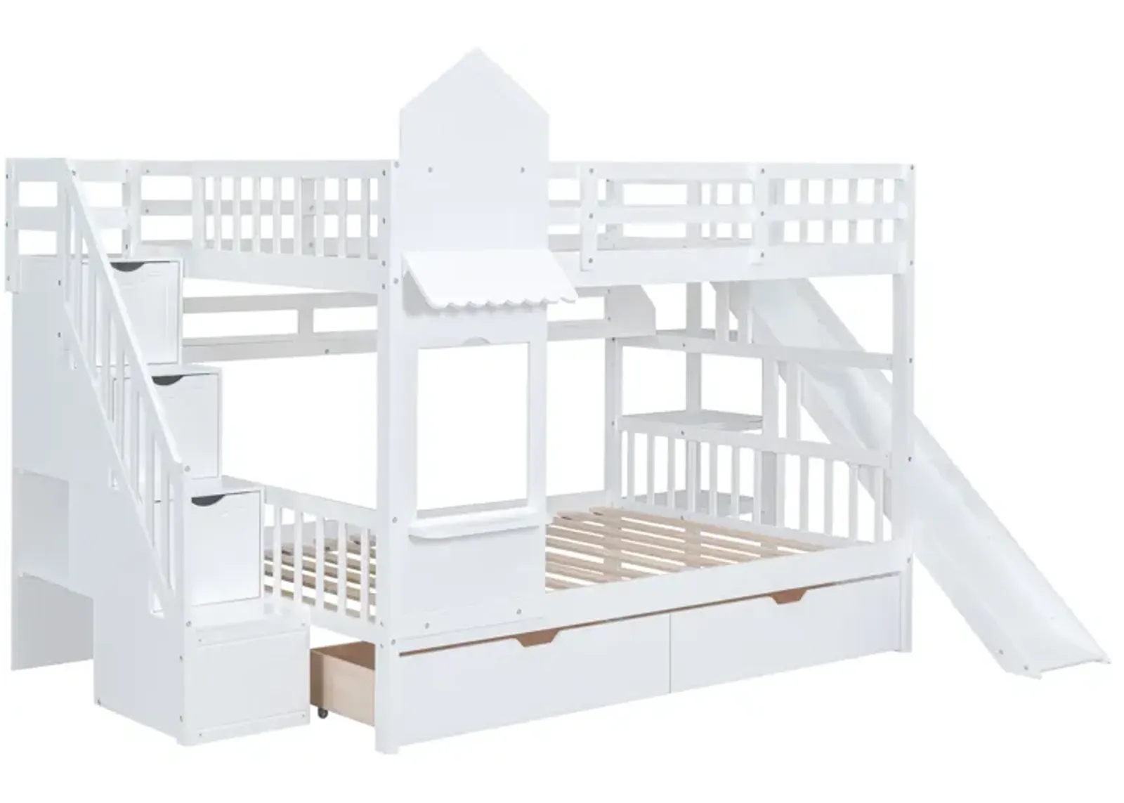 Merax Castle Bunk Bed with 2 Drawers