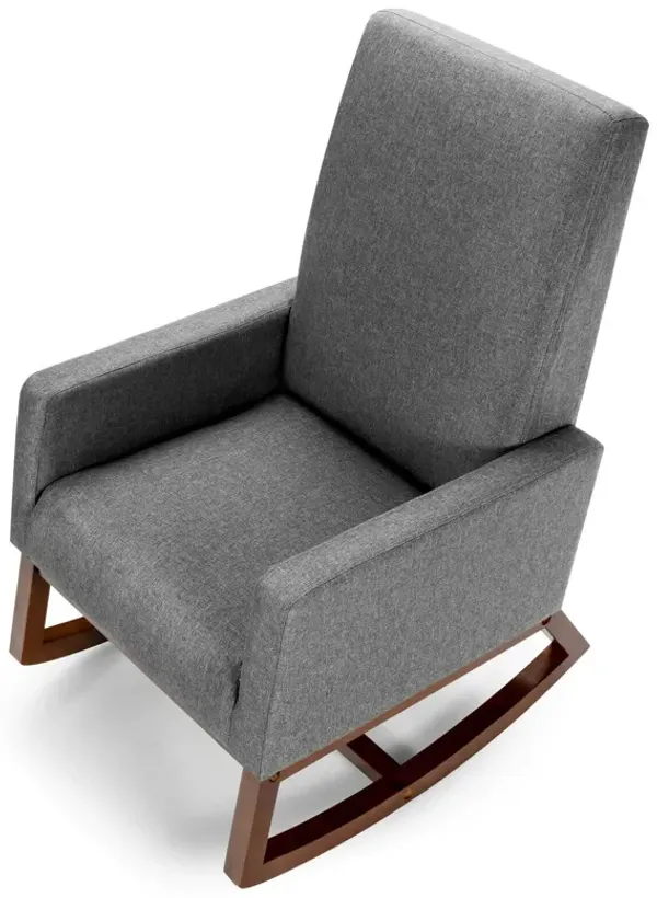 Rocking High Back Upholstered Lounge Armchair with Side Pocket