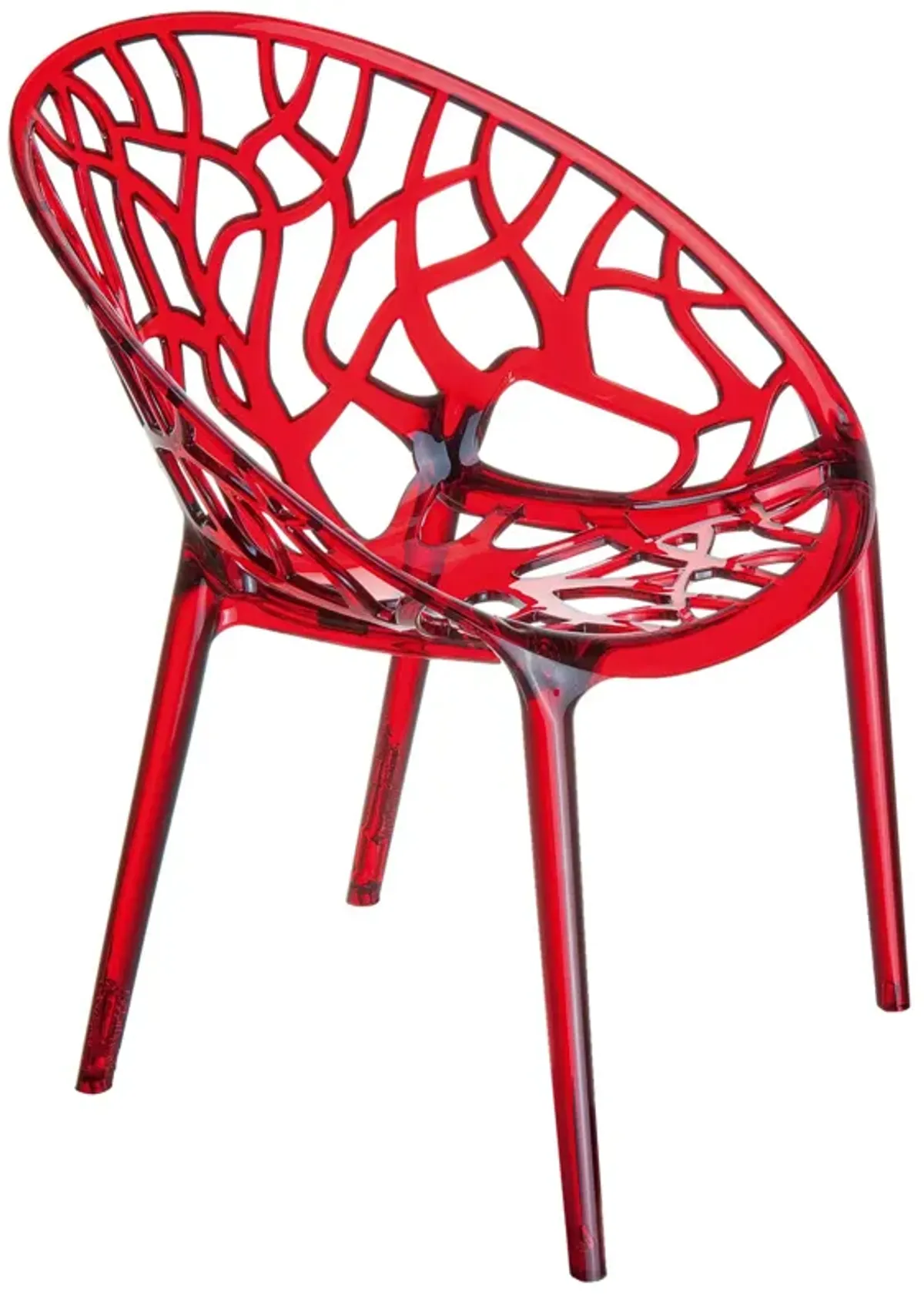 31" Red Transparent Stackable Outdoor Patio Dining Chair