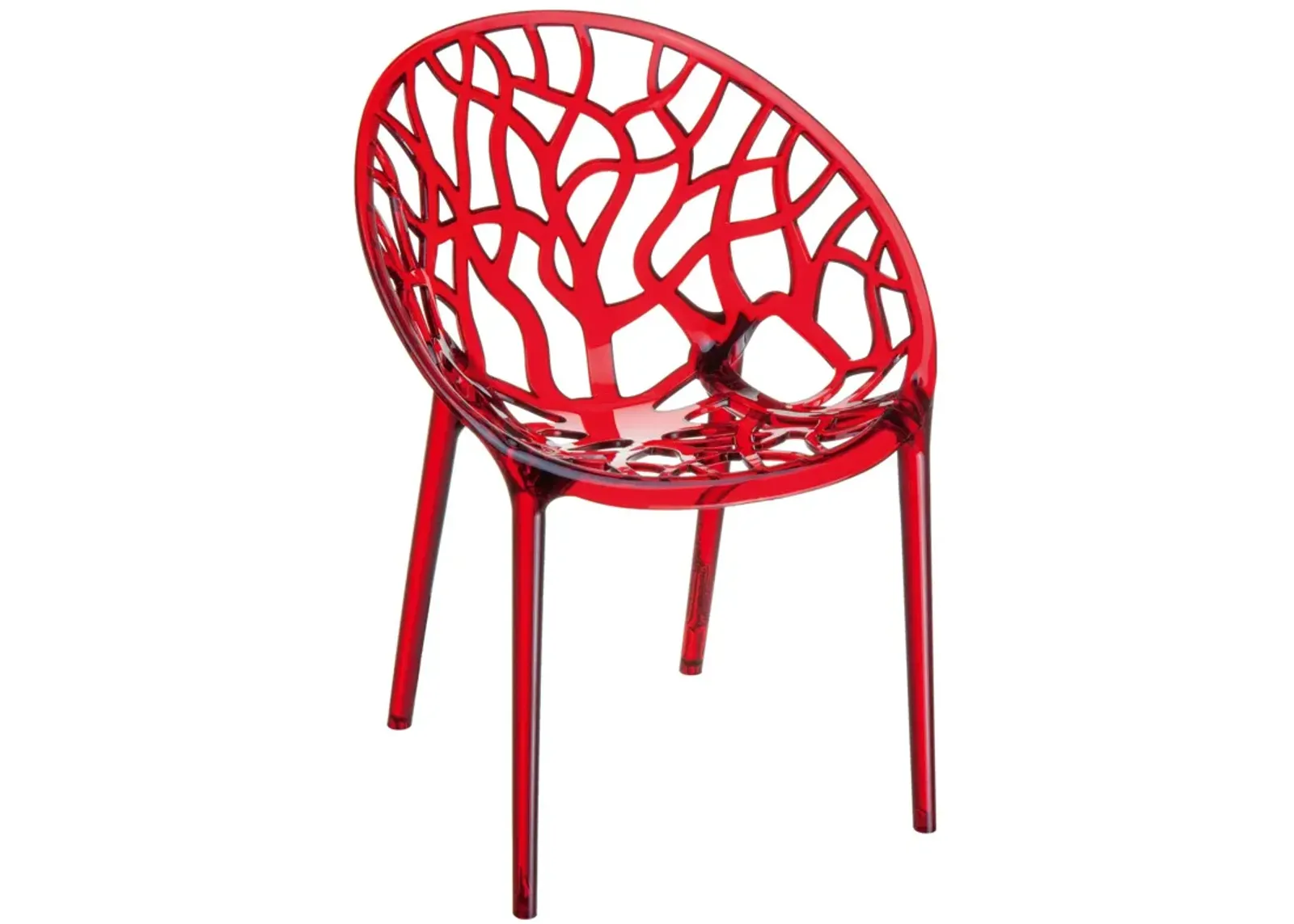 31" Red Transparent Stackable Outdoor Patio Dining Chair