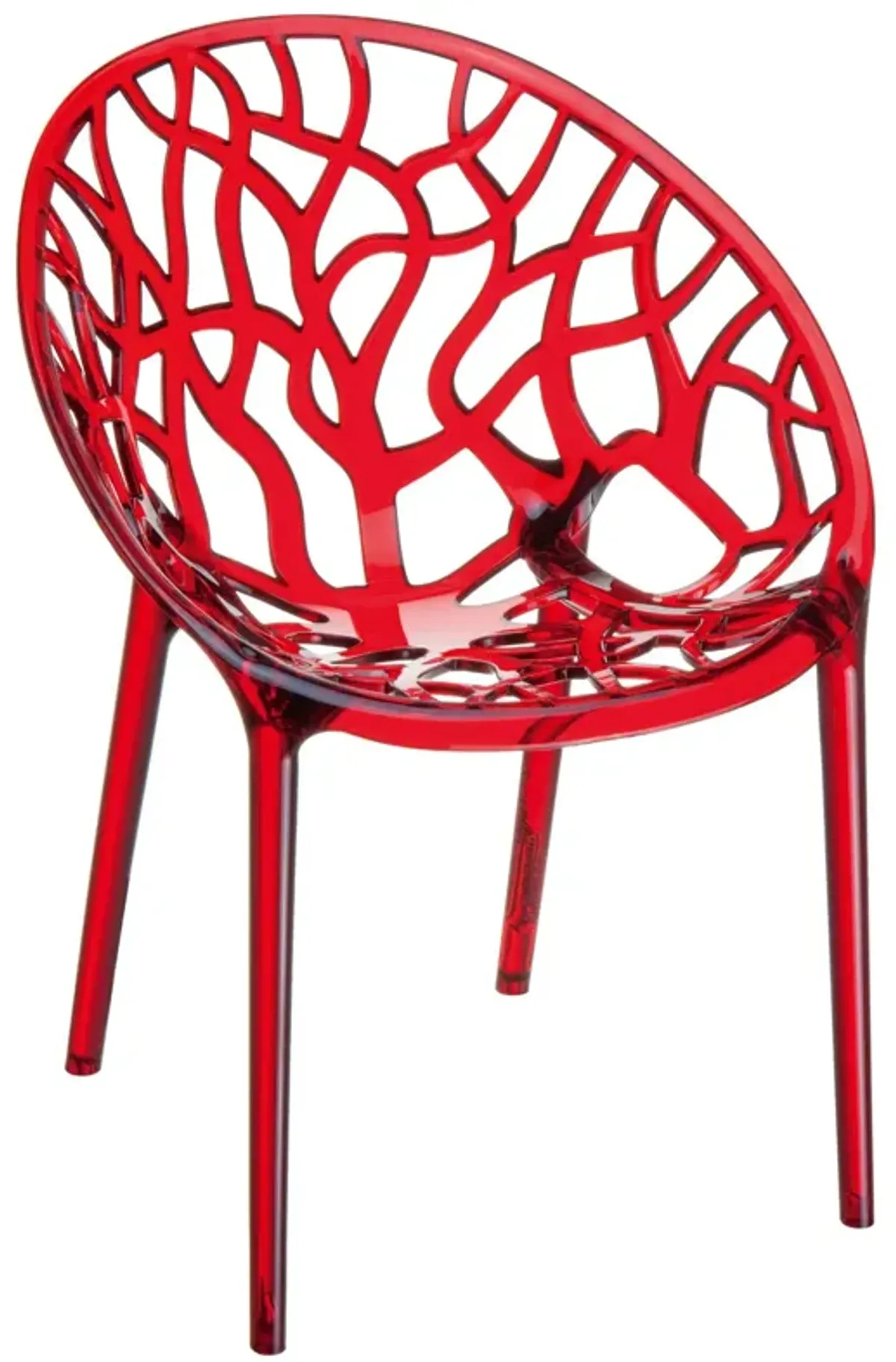 31" Red Transparent Stackable Outdoor Patio Dining Chair